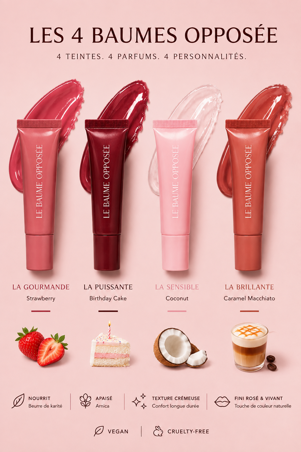 Guide des quatre Baumes Opposée : Strawberry, Birthday Cake, Coconut et Caramel Macchiato