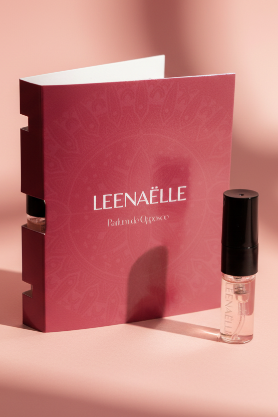 Leenaëlle en format découverte 2 ml présenté avec son étui rose.
