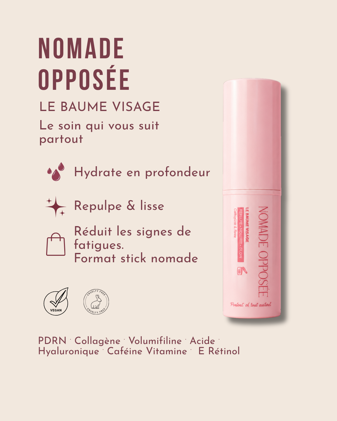 (affiche bénéfices) — bénéfices, ingrédients, Vegan/Cruelty Free