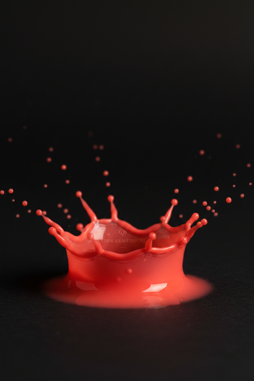 éclaboussure vernis La Nuance Opposée, teinte corail solaire