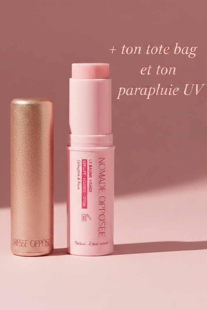 Nomade Opposée et Caresse Opposée, fond rose packshot boutique en ligne bundle