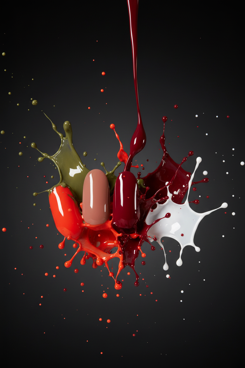 La Nuance Opposée , toutes les teintes de vernis disponibles en splash qui éclaboussent